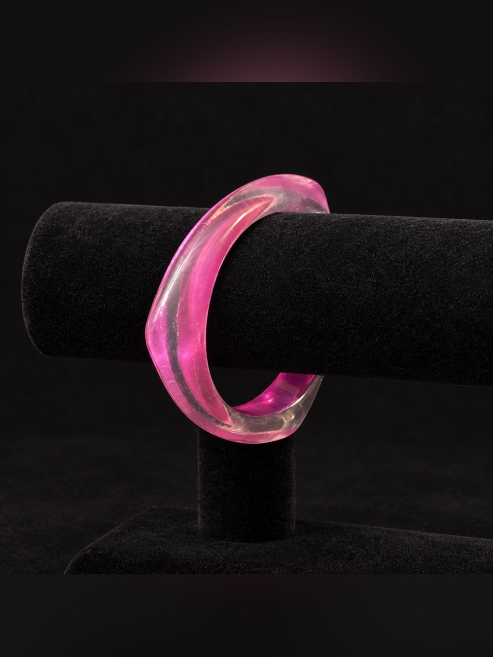 Pink & Clear Geometric Acrylic Bangle Bracelet